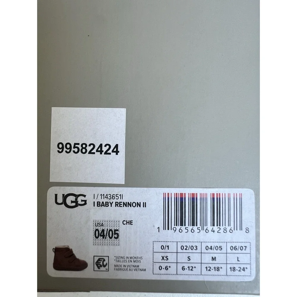 UGG Baby RENNON II SNEAKERS 1143651I CHESTNUT Suede Boots 04/05 In Box 12-18 Mon